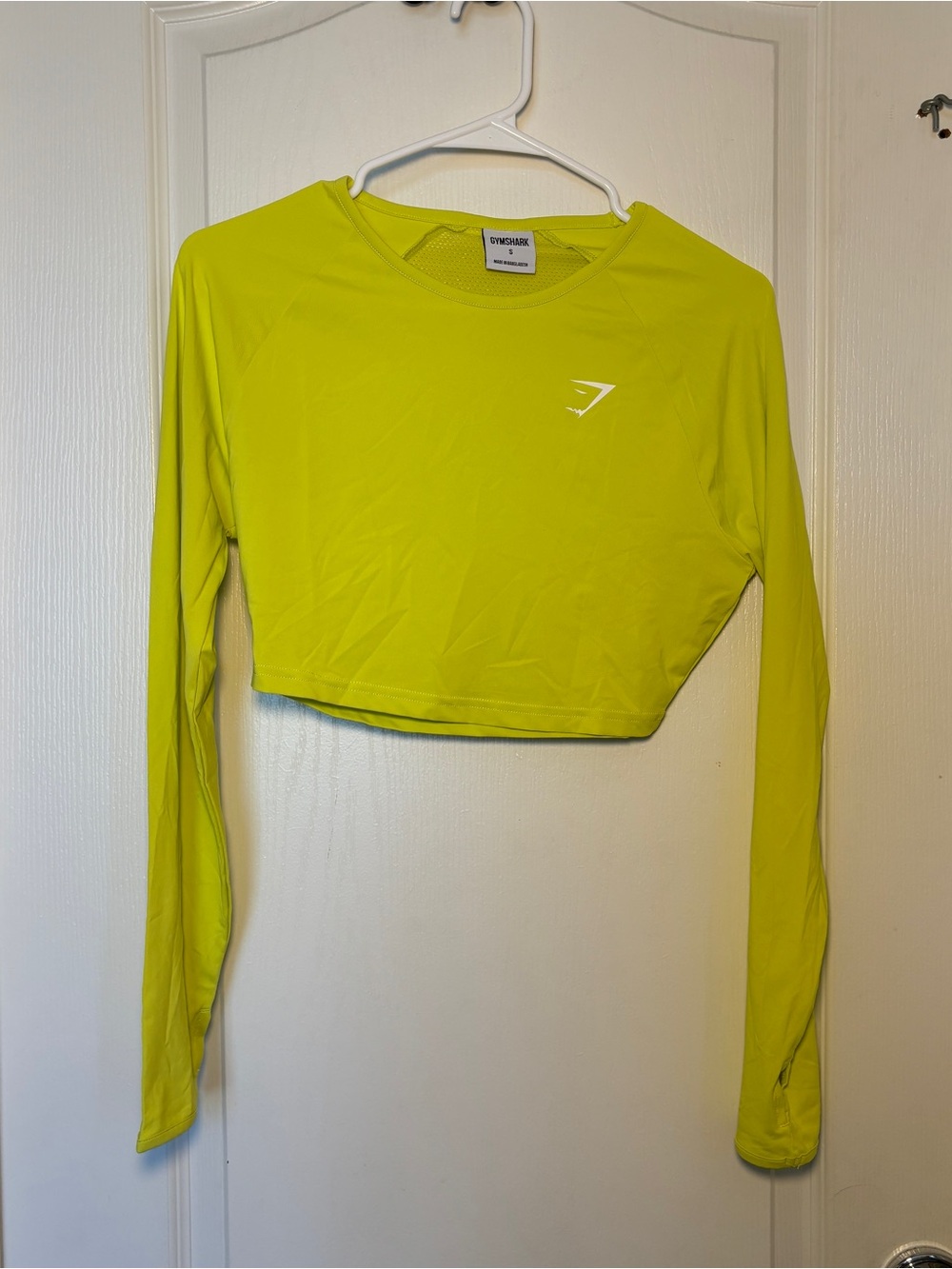 Gymshark Neon Lime Long Sleeve Cropped Athletic Top
